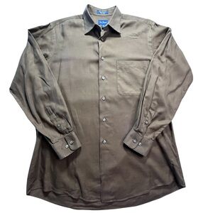 Paul Fredrick Men's Medium 100% Cotton Long-Sleeve Dress Shirt Brown